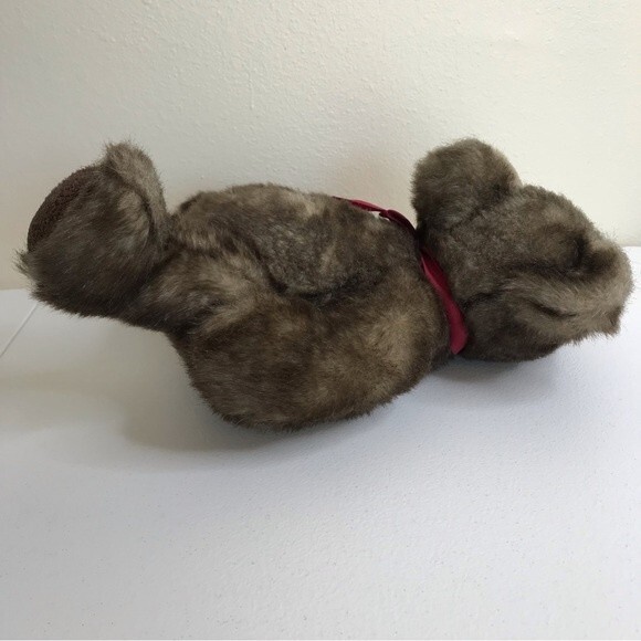 Vintage Danny Teddy Bear Bombay Russ Berrie & Co 13" Red Bow Faux Fur - Picture 3 of 11